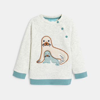 سترة من الصوف متقاطع، باللون الأبيض، للأولاد الصغار